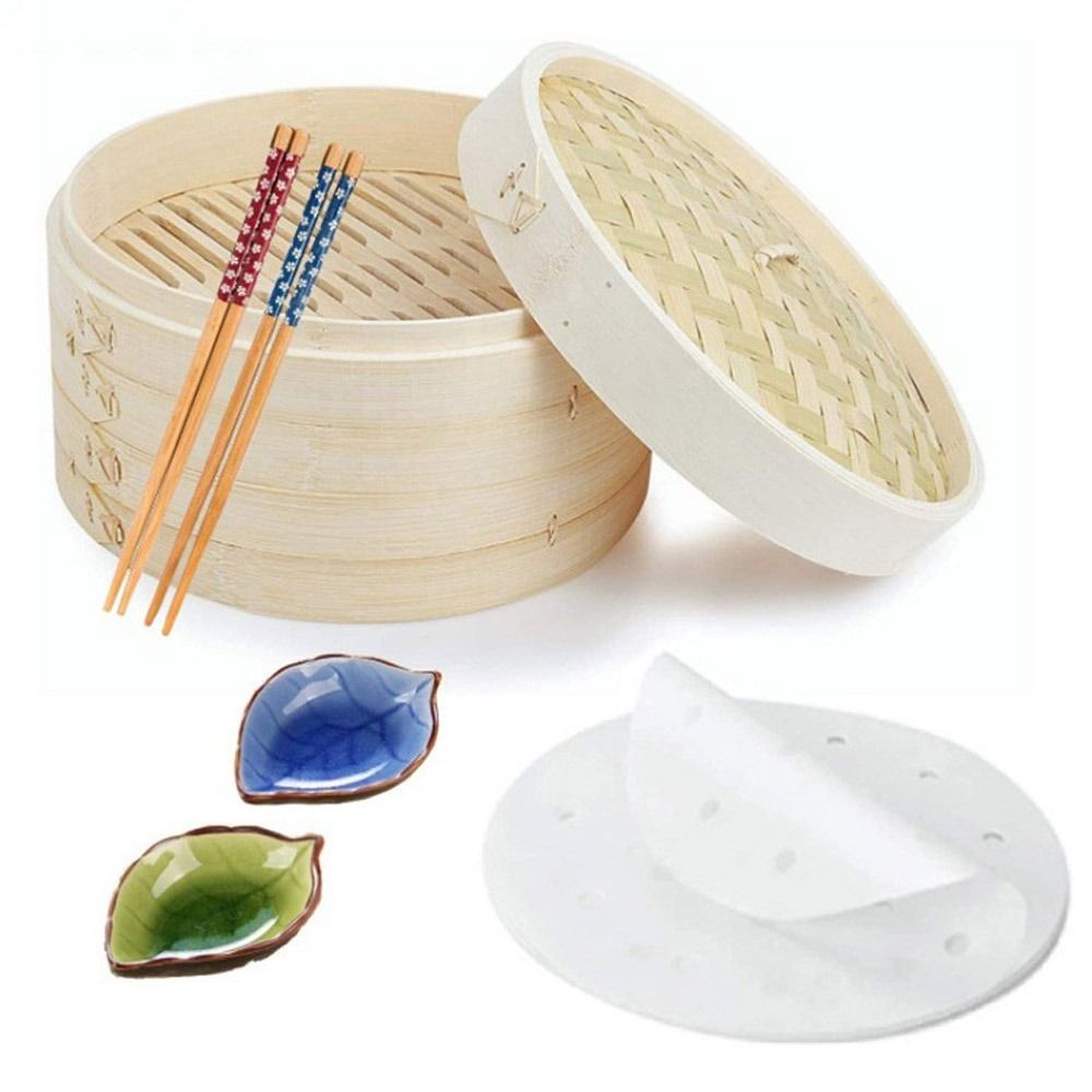 Bao Steamer Bamboo - Китайская бамбуковая пароварка с крышкой для
