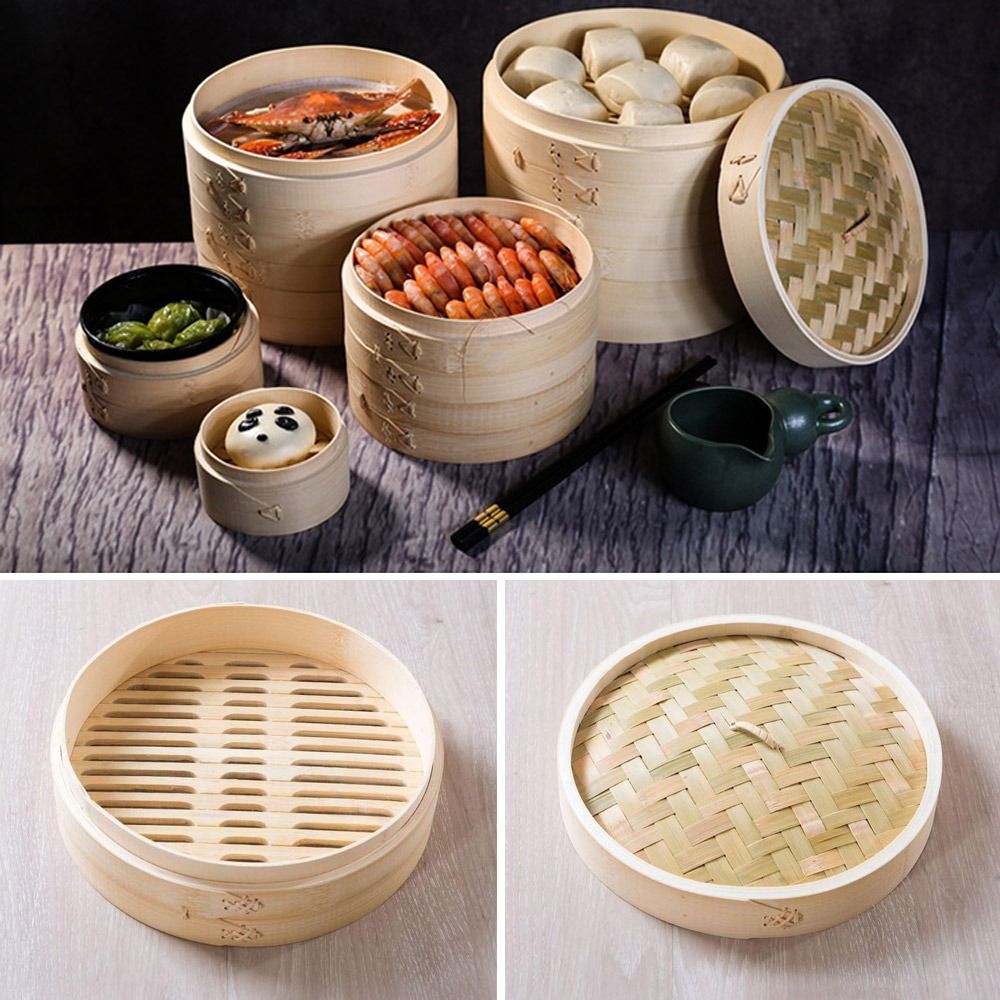 Bao Steamer Bamboo - Китайская бамбуковая пароварка с крышкой для