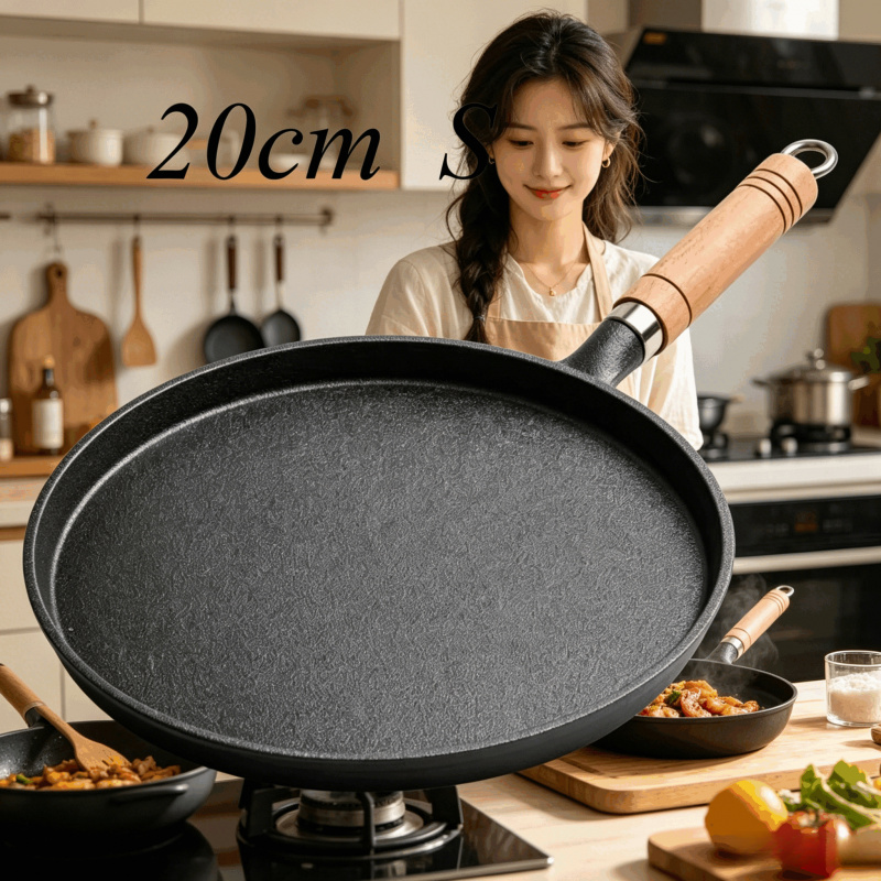 Egg Waffle Pan - Чугунная сковорода 20 см с деревянной